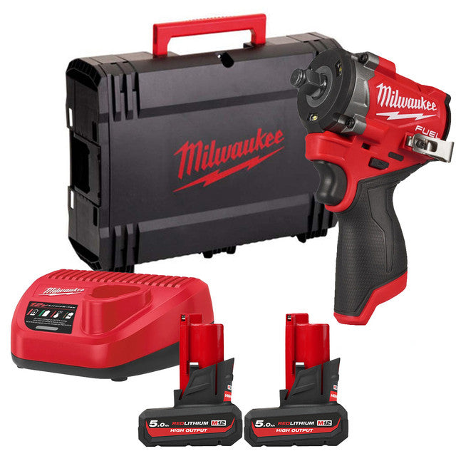Milwaukee M12 FCIWF12G3-502X 12V Gen 3 FUEL 3/8" Brushless Compact Impact Wrench with 2 x 5.0Ah Batteries