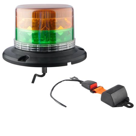 Dual Colour Beacon Amber Green 12/24V Single Bolt c/w s belt Bx1