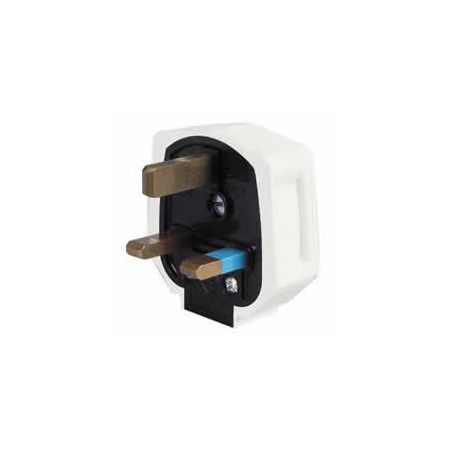 Plugtop 13 amp Mains Fused White Rubber Bx10