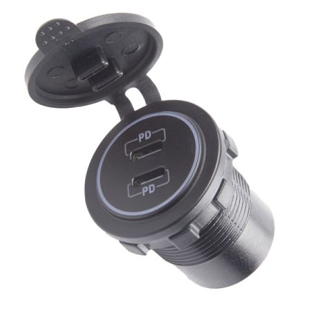 USB 2-Port Socket QC3.0 USB-C x 2 12/24 volt bg1