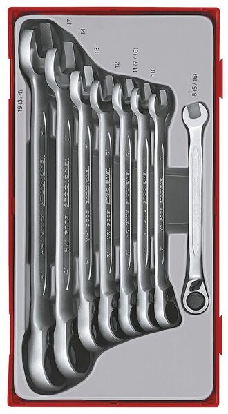 Teng Tools RATCHETING COMBINATION SPANNER SET R TT1 8 PIECES